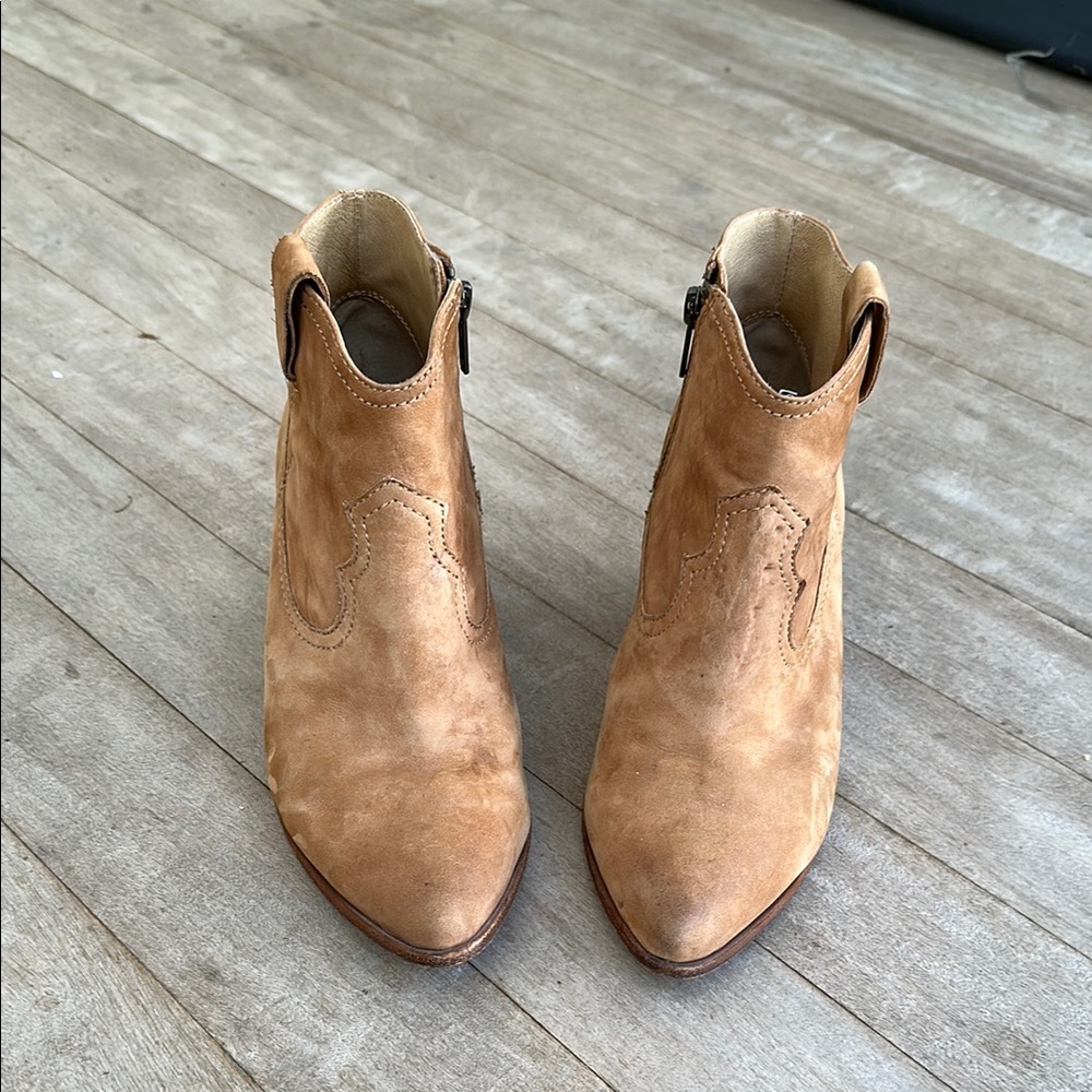 Frye Tan Ankle Booties with Pointed Toe - PERFECT FOR FALL!